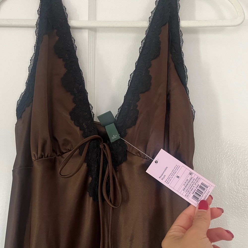 Wild Fable Satin Lace Trim Slip Dress